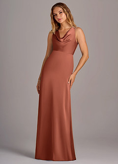Azazie Wrenlee Bridesmaid Dresses Clay A-Line Stretch Satin Dress image3