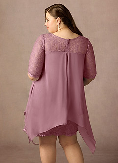 Azazie Flo Mother of the Bride Dresses Vintage Mauve A-Line Lace Chiffon Dress image13