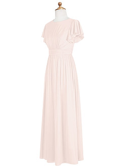 Azazie Mosley Junior Rose Petal A-Line Ruched Mesh Dress image9