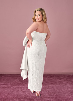 Barbie ♥ Azazie Vestidos de noiva Vestir Diamante Branco de Mikado de Bainha com Renda image10
