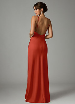 Azazie Stefania Abiti da Damigella Abito A-Line in Raso Elasticizzato Ruggine image2