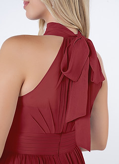 Azazie Iman Bridesmaid Dresses Pomegranate A-Line A-Line Ruched Chiffon Dress image7
