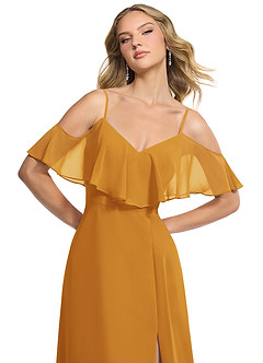 Azazie Jean Abiti da Damigella Abito Convertibile A-Line in Chiffon Caramello image6