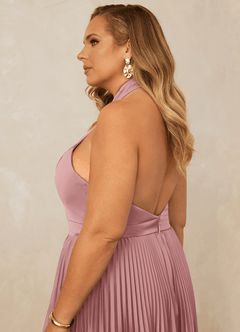 Christian Siriano Bridal for Azazie 1007 Bridesmaid Dresses Dusty Rose A-Line Pleated Stretch Satin Dress image9