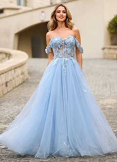 Eleanor Ljusblå 3D Blommig Spetsbalklänning image4