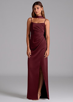 Azazie Calandra Suknie dla druhen Linia A Pofałdowany Satyna elastyczna Do ziemi Sukienka image3