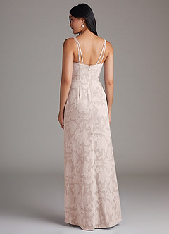 Azazie Leo Bridesmaid Dresses Blushing Pink Sheath Pleated Floral Burnout Dress image2