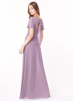 Azazie Kimber Bridesmaid Dresses Wisteria A-Line Flounce Sleeve Chiffon Dress image4