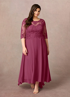 Azazie Monza Mother of the Bride Dresses Mulberry A-Line Lace Chiffon Dress image7