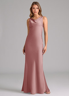 Azazie Allettie Bridesmaid Dresses Dusty Rose Mermaid Stretch Satin Dress image6