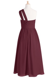 Azazie Molly Junior Cabernet A-Line Pleated Chiffon Dress image8