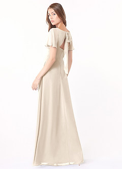 Azazie Kimber Bridesmaid Dresses White Alabaster A-Line Flounce Sleeve Chiffon Dress image5