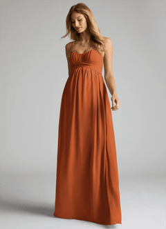 Azazie Llana Maternity Bridesmaid Dresses A-Line Chiffon Floor-Length Dress image3