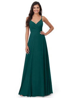 Azazie Lennon Bridesmaid Dresses Peacock A-Line Lace Chiffon Dress image5