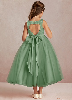 Azazie Calla vestidos de niña de las flores Vestido de Matcha de Tul de Princesa con Encaje image3
