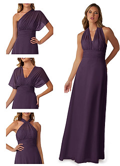 Azazie Fifi Bridesmaid Dresses Plum A-Line Strapless Chiffon Convertible Dress image7