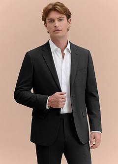 front Miles Black Seersucker Trousers Suit