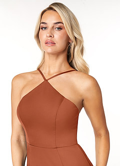 Azazie Stacey Final Sale Agave Mermaid Stretch Satin Dress image6