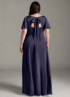 Azazie Kimber Bridesmaid Dresses Stormy A-Line Ruched Stretch Satin Dress image8