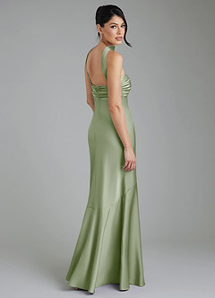 Azazie Marryn At-home Try On Dresses Dusty Sage Mermaid Sweetheart Neckline Stretch Satin Dress image2