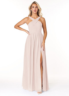 Azazie Elvira Bridesmaid Dresses Rose Petal A-Line Pleated Chiffon Dress image1