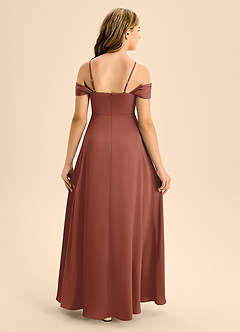 Azazie Anselie Junior Vestido de Castaño de Satén Elástico de Corte En A con Vestidos sin tirantes image2
