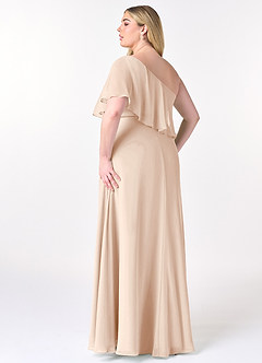Azazie Lizzy Bridesmaid Dresses White Alabaster A-Line One Shoulder Chiffon Dress image11