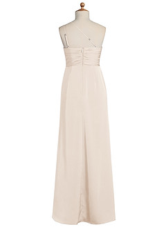 Azazie Eren Junior Vestido de Alabastro Blanco de Satén Elástico de Recto con Plisado image7