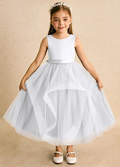 Azazie Vana Robe Demoiselle D'honneur Fillette Robe Princesse en Tulle Arc Blanc image6