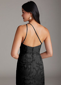 Azazie Mika Bridesmaid Dresses Black Sheath One Shoulder Floral Burnout Dress image6