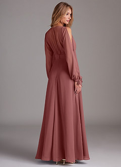 Azazie Matilda Bridesmaid Dresses Amethyst A-Line Long Sleeve Chiffon Dress image2