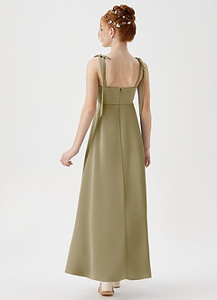 Azazie Rosey Junior Robe Trapèze en Satin extensible Encolure en Forme de Cœur Vert Mousse image6