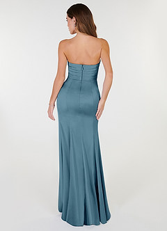 Azazie Yola Bridesmaid Dresses Bermuda Sheath V-Neck Pleated Stretch Satin Convertible Dress image5