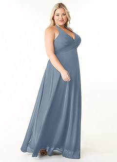 Azazie Tessie Bridesmaid Dresses Twilight A-Line V-Neck Pleated Chiffon Dress image8