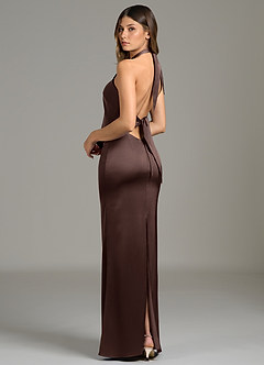 Azazie Francesca Bridesmaid Dresses Ganache Sheath Stretch Satin Dress image2