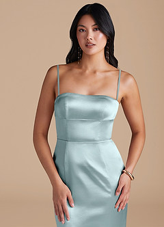Azazie Aura Bridesmaid Dresses Mist Mermaid Metallic Satin Convertible Dress image2