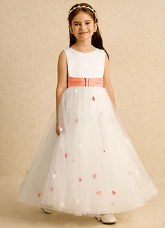 Azazie Cricket vestidos de niña de las flores Vestido de Marfil Ocaso de Satin Mate de Princesa con Plisado image6