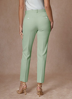 front Whitney Dusty Sage Structured Stretch Full Length Dress Pants