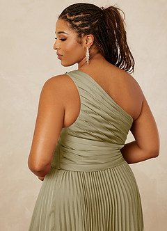 Christian Siriano Bridal for Azazie 1008 Bridesmaid Dresses Moss Green A-Line One Shoulder Stretch Satin Dress image15