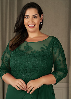 Azazie Calanthe Mother of the Bride Dresses Dark Green A-Line Scoop Chiffon Dress image8