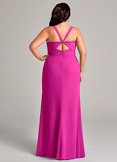 Azazie Mero Bridesmaid Dresses Fuchsia Sheath Pleated Chiffon Dress image10