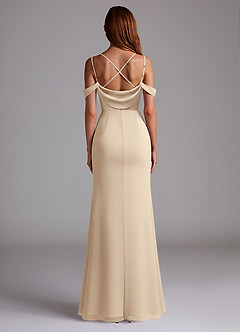 Azazie Callan Bridesmaid Dresses Champagne Mermaid Pleated Chiffon Convertible Dress image2