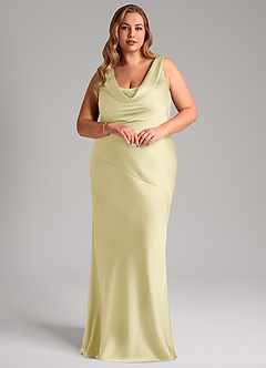 Azazie Rylina Bridesmaid Dresses Lemon Sorbet Mermaid Stretch Satin Dress image9