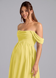 Azazie Saige Robes de demoiselle d'honneur de maternité Robe Trapèze Plissée Longueur ras du sol Mousseline de soie image6