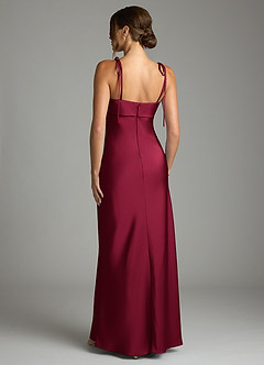 Azazie Ellia Bridesmaid Dresses Burgundy Sheath Bow Stretch Satin Dress image5