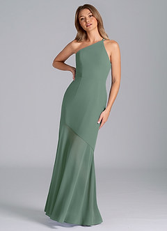 Azazie Tilla Final Sale Eucalyptus Mermaid One Shoulder Chiffon Dress image6