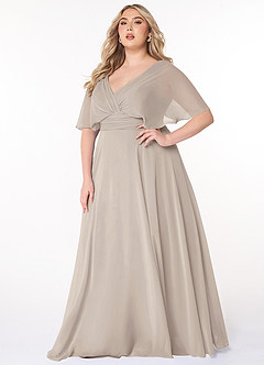 Azazie Pamela Bridesmaid Dresses Frost A-Line V-Neck Pleated Chiffon Dress image6