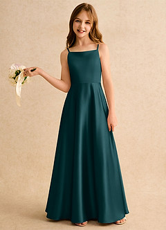Azazie Joella Girls Formal Flower Girl Klänningar Klä A-Line i Stretch Satin Plisserad image2