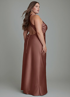 Azazie Evadne Brautjungfernkleider Etui Plissee Stretch-Satin Kleid Espresso image8