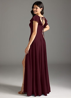 Azazie Bondi Vestidos de damas de honor Vestido de Cabernet de Crepé elástico de Corte en A con Volante image6